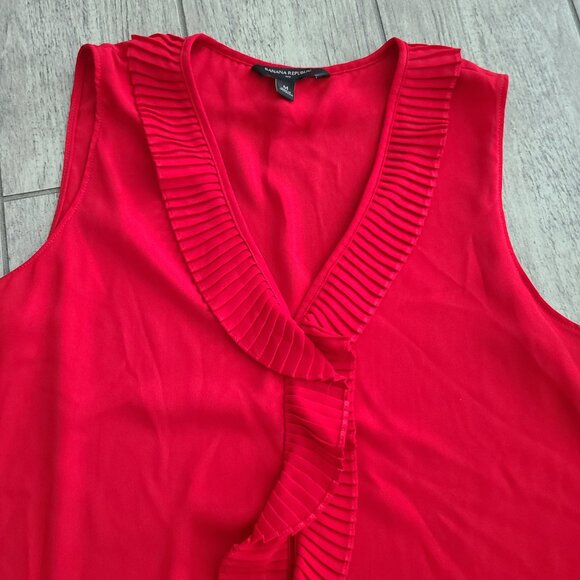 Banana Republic Red Sleeveless Ruffle Front Blouse Size M Women's - Picture 5 of 10